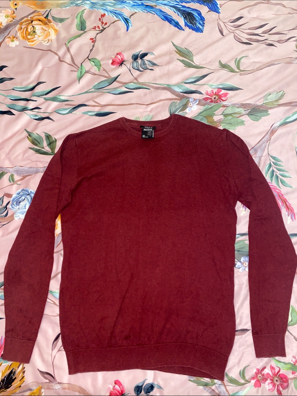 Men's Crewneck Sweater in Deep Burgundy by